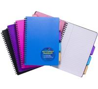 A5 Project Notepad Lined 100 Page Paper Notebook + 4 Part Subject Dividers