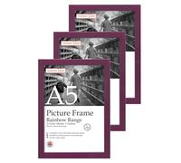 A5 Purple Picture Frame Set of 3, Perfect for Displaying A5 Picture Gallery Walls, Posters, Photos, Artwork, or Prints, Purple