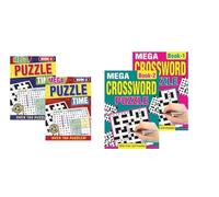 A5 Puzzle Time Collection Fun & Challenging Code Break Travel Size, Easy-to-Carry Compact Large Print Word Relax, Learn & Sharpen Memory Pack of 4