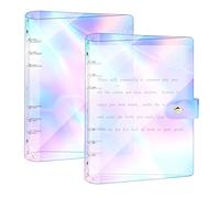 A5 Rainbow Ring Binder 6 Ring Loose Leaf Notebook Cover for School Home Office (6.7 * 10.6 inch) - 2Pcs Waterproof Soft PVC