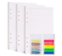 A5 Refill Paper Lined, 6 Hole Refill Paper, 180 Sheets, 8 mm Lining, Thick Paper, No Bleeding Through Environmentally Friendly, with Stickers for School, Office, Study, Notes, Folder