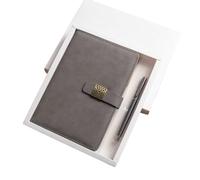 A5- Retro Business Notebook Frosted Leather Retro Magnetic Buckle Notebook -A5 Gray White Cardboard Box