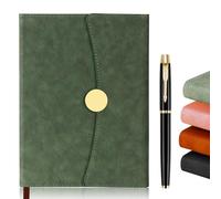 A5 Retro Leather Notebook, Magnetic Round Buckle Executive Journal with Pen, 100GSM Thick Paper Writing Notebook Suitable for Students Teachers Office Workers-Green