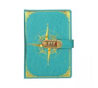 A5 Retro Password Book with Lock Diary Notebook Creative Traveler Compass Hand Ledger Student Notepad Stationery Secretly Note Lockable Diary(Green)