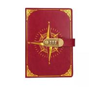 A5 Retro Password Book with Lock Diary Notebook Creative Traveler Compass Hand Ledger Student Notepad Stationery Secretly Note Lockable Diary(Wine)