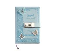 A5 Retro Password Notebook with Lock Journals Thicken Hand Ledger Handbook Student Notepad Diary Binder Stationery Lockable Diary(Green)