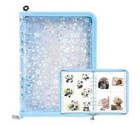 A5 Reusable Sticker Organizer Binder,Clear Storage Album with Blank Release Paper,Sticker Collecting Book for Adults & Kids,Tape Organizer & Playbill Storage (Blue)