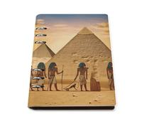 A5 Ring Binder Notebook with 90 Sheets, Elegant Leather PU Cover, Ancient Egyptians Notebook Refillable Loose Leaf Planner for Notes, Journal, Office, Gift