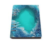 A5 Ring Binder Notebook with 90 Sheets, Elegant Leather PU Cover, Bright Aqua Blue Turquoise Notebook Refillable Loose Leaf Planner for Notes, Journal, Office, Gift