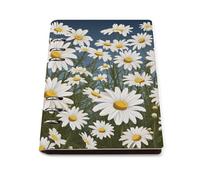 A5 Ring Binder Notebook with 90 Sheets, Elegant Leather PU Cover, Camomile Pattern Notebook Refillable Loose Leaf Planner for Notes, Journal, Office, Gift