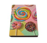 A5 Ring Binder Notebook with 90 Sheets, Elegant Leather PU Cover, Colorful Sweet Donut Notebook Refillable Loose Leaf Planner for Notes, Journal, Office, Gift
