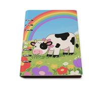 A5 Ring Binder Notebook with 90 Sheets, Elegant Leather PU Cover, Cute Cows Notebook Refillable Loose Leaf Planner for Notes, Journal, Office, Gift