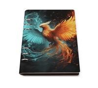 A5 Ring Binder Notebook with 90 Sheets, Elegant Leather PU Cover, Fire And Water Phoenix Notebook Refillable Loose Leaf Planner for Notes, Journal, Office, Gift