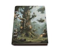 A5 Ring Binder Notebook with 90 Sheets, Elegant Leather PU Cover, Mechanical Forest Notebook Refillable Loose Leaf Planner for Notes, Journal, Office, Gift
