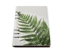 A5 Ring Binder Notebook with 90 Sheets, Elegant Leather PU Cover, Natural Plant Silhouette Fern Leaf Notebook Refillable Loose Leaf Planner for Notes, Journal, Office, Gift