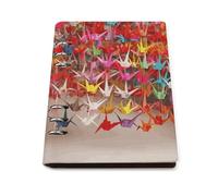 A5 Ring Binder Notebook with 90 Sheets, Elegant Leather PU Cover, Origami Paper Cranes Notebook Refillable Loose Leaf Planner for Notes, Journal, Office, Gift