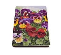 A5 Ring Binder Notebook with 90 Sheets, Elegant Leather PU Cover, Pansy Perfection Notebook Refillable Loose Leaf Planner for Notes, Journal, Office, Gift