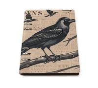 A5 Ring Binder Notebook with 90 Sheets, Elegant Leather PU Cover, The Mysterious Crow Notebook Refillable Loose Leaf Planner for Notes, Journal, Office, Gift