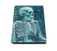 A5 Ring Binder Notebook with 90 Sheets, Elegant Leather PU Cover, The Skeleton of Color Space Notebook Refillable Loose Leaf Planner for Notes, Journal, Office, Gift
