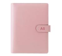 A5 Ring Binder PU Leather Refillable 6 Ring Budget Binder Cover for A5 Filler Paper, Loose Leaf Personal Organizer with Magnetic Buckle for Office School Travel (Pink, Inner Paper Not Included)