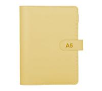 A5 Ring Binder PU Leather Refillable 6 Ring Budget Binder Cover for A5 Filler Paper, Loose Leaf Personal Organizer with Magnetic Buckle for Office School Travel (Yellow, Inner Paper Not Included)