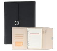 A5 Ring Binder, Ring Binder A5 Refillable, Leather Notebook Binders with Binder Pockets, Rings Binder Refillable for School Notes, Travel Diaries and Organizers, Gift for Girls, Boys - Black