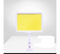 A5 Rotating Clip Swivel Sign Holder with Transparent Film, Yellow Paper, Adjustable Horizontal and Vertical, Sturdy PVC(White)