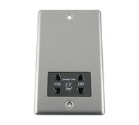 A5 Shaver Socket - Satin Classic - Black Insert - Dual Voltage 115V/230V