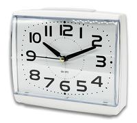 A5 - Silent Non-Ticking Bedside Alarm Clock, Large Size, Analogue Clock with Nightlight, Snooze, Battery Powered, Artdeco Designed suits any decoration. Best for Elderly, Kids and Children (WHITE)