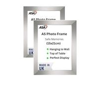 A5 Silver Photo Frame -2 Pack A5 Wooden Picture Frames Home Decoration Photo Frames, Freestanding & Wall Mountable Table Top MDF Frames (2, Silver)
