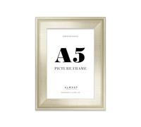 A5 Silver Picture Frame - Rustic Wood Industrial Effect Photo Frame for Wall Display, Ideal for Posters, Prints & Home Décor, Wall Hooks and Kickstand, 32mm Edge - 1 Pack