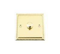 A5 Single Dimmer Switch 1 Gang 400w Polished Mirror Brass Georgian (for normal light bulb, not LED)
