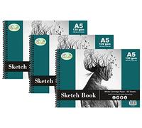[A5 Size] 15 x 21.5 cm Grey Toned Sketch Pad, Pack of 3, 180 Sheets (130GSM), Spiral-Bound, 60 Sheets Each, Heavyweight Acid-Free Paper, Art Supplies for Graphite & Colored Pencils,