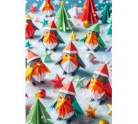A5 size (5.8 x 8.3 in) 100 page lined notebook - Christmas Robins 3D origami style design