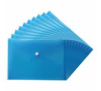 - A5 Size Document Wallet Folder | Durable & Waterproof Popper Document Wallets | for Office, School, and Home, Secure & Clear Storage for Papers, Files, and Documents. (Blue) (3 Pack)