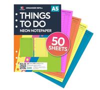A5 size Things to do 50 sheets neon notepaper organiser refill insert | COMPATIBLE with Filofax A5 6-ring organisers | 148 x 210mm