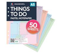 A5 size Things to do pastel notepaper 6-ring organiser refill insert | 50 sheets | Compatible with Filofax A5 6-ring organisers | 148 x 210mm