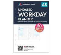 A5 size Undated Workday panner organiser refill insert daily planner | 50 sheets | Compatible with Filofax A5 organiser | 148 x 210mm