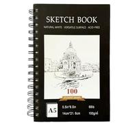 A5 Sketchbook Hardcover Spiral Bound, 100GSM Thick Paper Drawing Pad, 100 Sheets/200 Pages Art Sketch Book for Artists Adults Kids, Professional Drawing Notebook for Sketching Pencil Charcoal