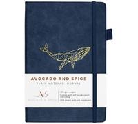 A5 Sketchbook Plain Notebook by Avocado and Spice® - Hardback Blank Paper Notebook A5 - Lay Flat Drawing Book for Artists - Sketch Pad with 200 Thick Blank Pages (Blue, Plain)
