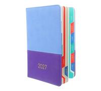 A5 Soft Cover Schedule Notebook with Bookmark Ribbon | Elegant Bi-color Design in Purple and Blue, for Women Office Workers, for Class Notes and Goals