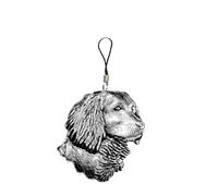 A5 Spaniel Dog Head English Pewter Emblem Mobile Phone Charm, 4cm Cord, Gift Packed