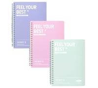 A5 Spiral Notebook, 120 Pages Colorful Writing Pad, Lined Notebook with 9mm Lines, Thick Ink-Proof Paper & Double Spiral Binding A5 Writing Book, for Business/Office/School, 3Pack, Purple&Pink&Green
