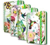 A5 Spiral Notebook for Women, 4 Pack Hardback Notebook Gift Set 160 Pages | Lined Pages Spiral Bound with Elastic Closure for School College Work Home to Write Note Taking