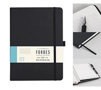 A5 Squared Notebook - Forbes Collection - Premium Hardback Notebooks with 240 Square-Ruled Pages - 80gsm - Storage Pocket - Journaling and Notes - Professional A5 Journal with Elastic Closure - Black