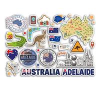 A5 Sticker Sheet Adelaide Landmarks Vinyl Stickers - Australia Stamps Skyline Flag Travel Holiday Map City Scrapbook Aesthetic #80497