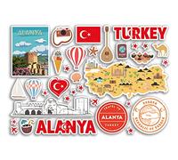 A5 Sticker Sheet Alanya Landmarks Vinyl Stickers - Turkish Turkey Stamps Skyline Flag Travel Holiday Map City Scrapbook Aesthetic #80510