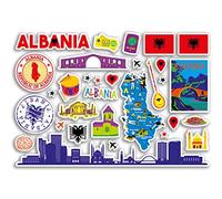 A5 Sticker Sheet Albania Landmarks Vinyl Stickers - Albanian Map Airport Stamp Skyline Flag Travel Holiday Country City Aesthetic #80327