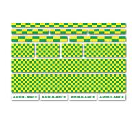 A5 Sticker Sheet Ambulance Vinyl Stickers - Chequered Squares Sillitoe Tartan Tape Medical Toy Car Bike Bicycle Stripes Travel Labels #82495