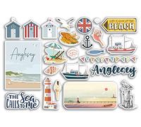A5 Sticker Sheet Anglesey Vinyl Stickers - Beach Seaside British England Coast Sea Ocean Boat Flag Travel Holiday Scrapbook Gift Aesthetic #79087